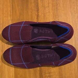 Rothy's Burgundy and Blue Plaid Women's Shoes